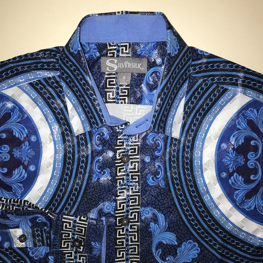 NEW Men's Silversilk Long Sleeve Button Front Shirt-Size: S